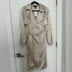 Women's Satin Trench Coat - Cream